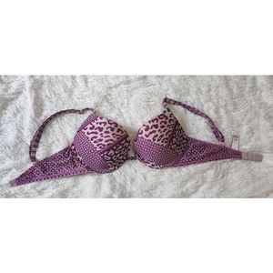 Victoria's secret push up padded bra purple cheetah leopard print size 32C
